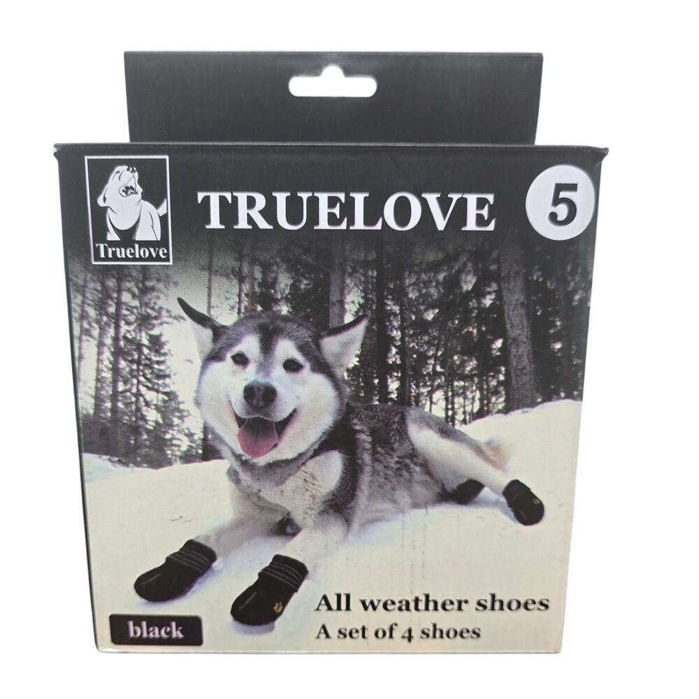 TrueLove All Weather Dog Shoes Black Set of 5 - NIB